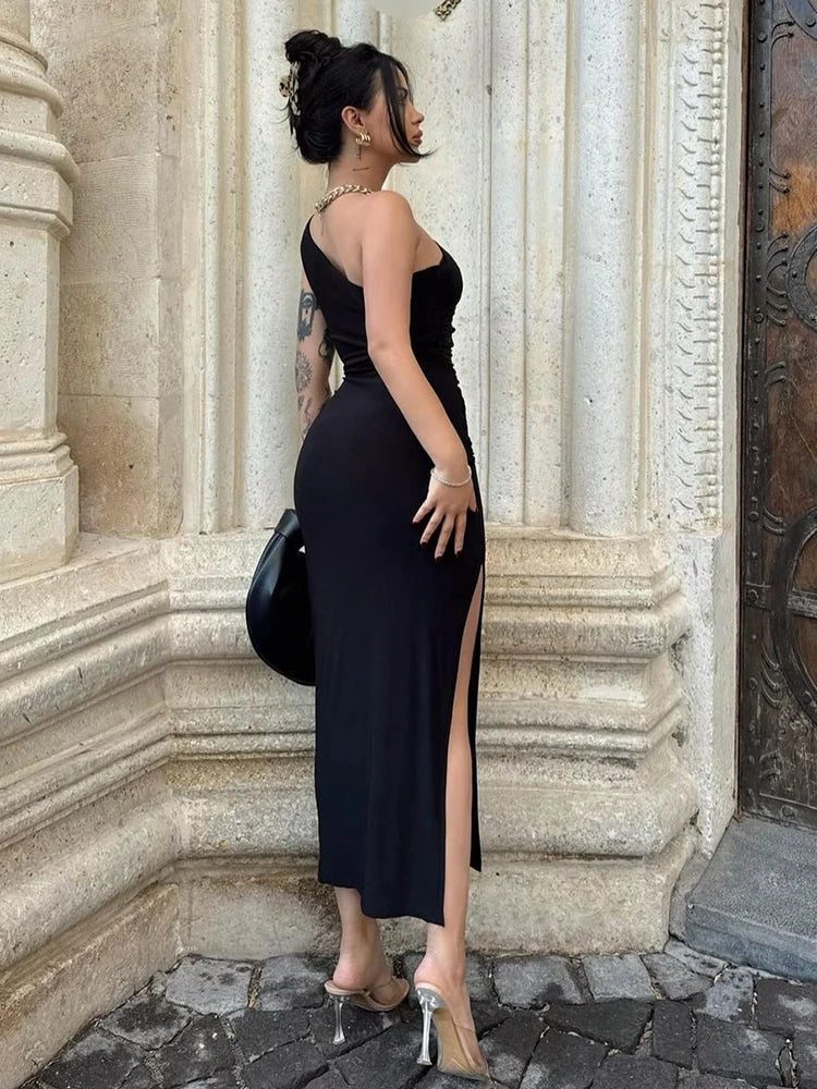 Sexy Black Split Maxi Dress